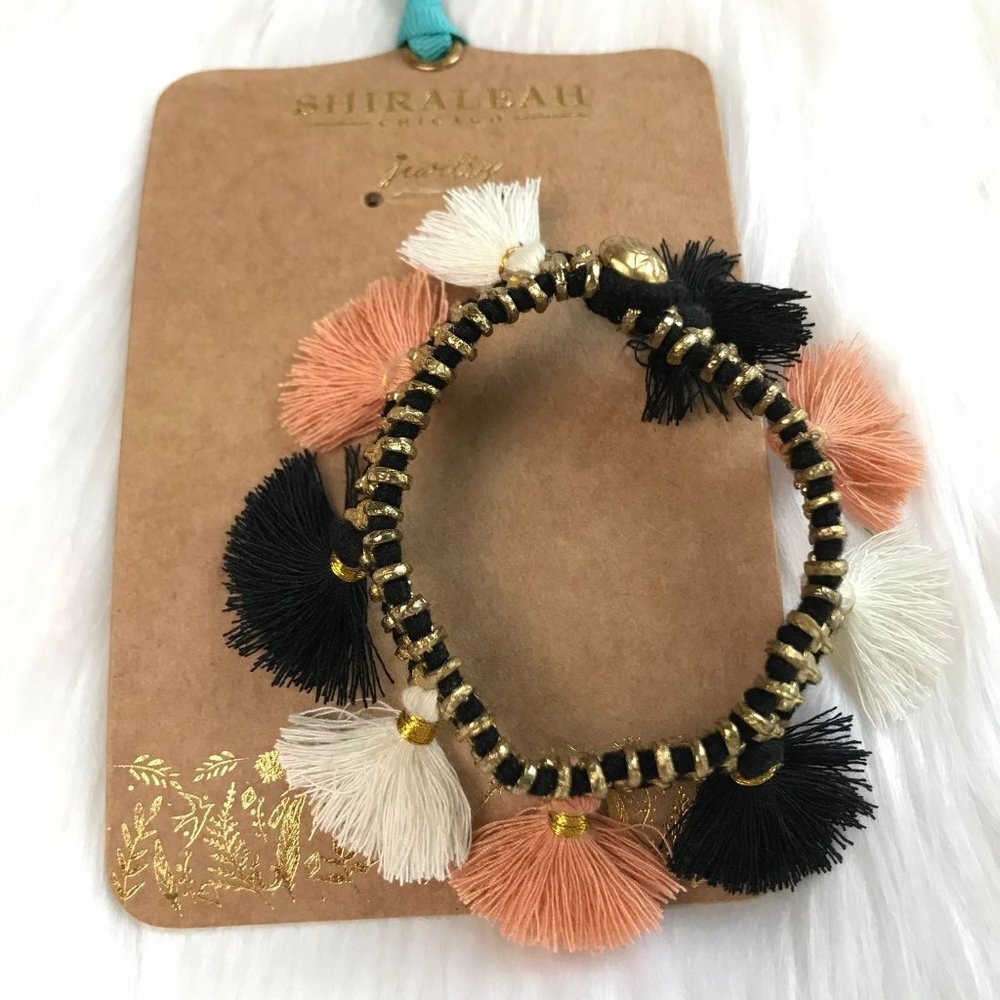 Shiraleah Black, Peach & Cream Tassel Stretch Bracelet